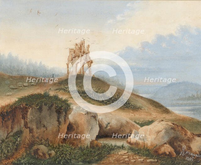 Landscape with a Fantastic Castle, 1865. Creator: George Sand.