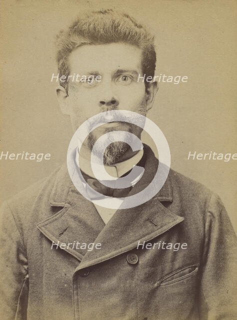Grégoire. Alphonse. 27 ans, né à La Montagne (Loire-Inférieure). Mécanicien. Anarchiste. 2..., 1894. Creator: Alphonse Bertillon.