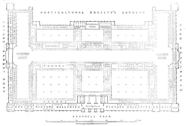 Plan of the galleries of the International Exhibition Building, 1862. Creator: John Dower.