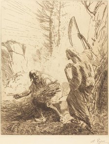 Death and the Woodcutter, 3rd plate (La mort et le bucheron). Creator: Alphonse Legros.