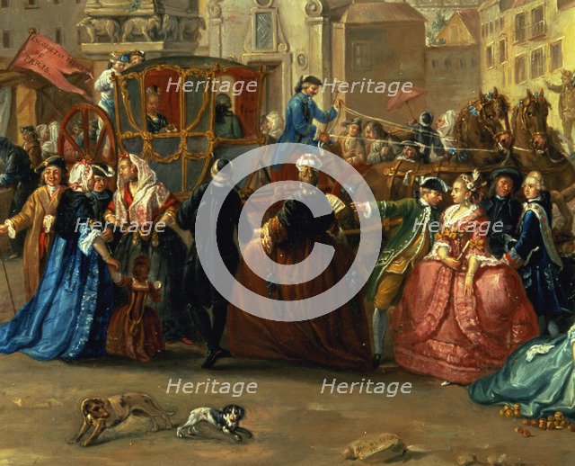 Fair of Madrid, barley market, detail of an oil by Manuel de la Cruz.