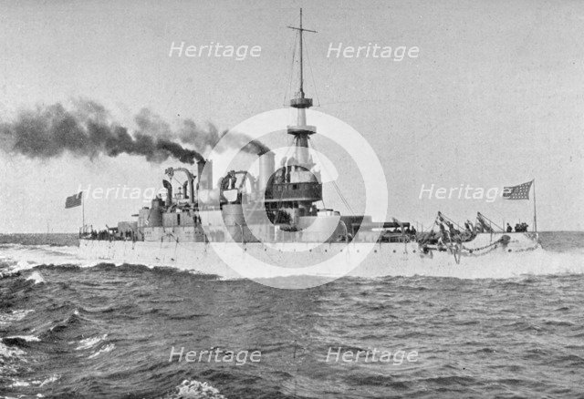 USS 'Indiana', American battleship, 1898.  Artist: W Rau