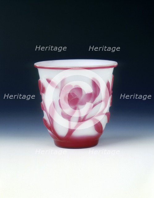 Peking glass cup, white with pink overlay, Qing dynasty, China, c1800. Artist: Unknown