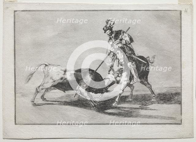 The Cid Campeador Spearing Another Bull, 1815-1816. Creator: Francisco de Goya (Spanish, 1746-1828).
