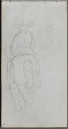 Sketchbook, page 19: Study of a Figure on Horseback seen from behind. Creator: Ernest Meissonier (French, 1815-1891).