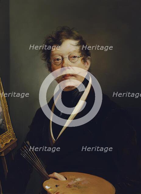 Self-portrait at the easel, 1845. Creator: Friedrich Johan Gottlieb Lieder.