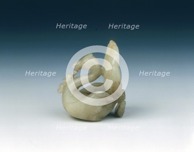 Jade peacock headdress finial, High Tang period, China, 684-756. Artist: Unknown