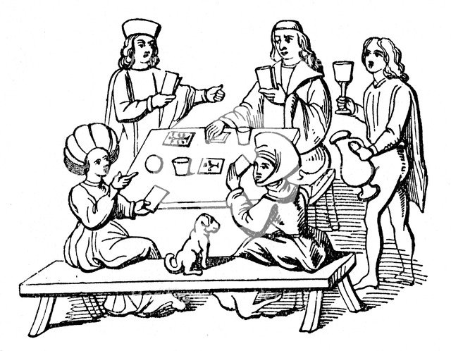Card party, early 16th century, (1910). Artist: Unknown
