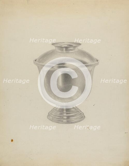 Silver Sugar Bowl, c. 1938. Creator: Michael Fenga.