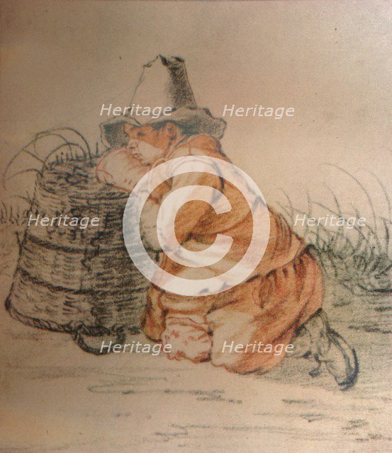 A Boy resting on a Basket, 17th century, (1929). Artist: Cornelis Saftleven