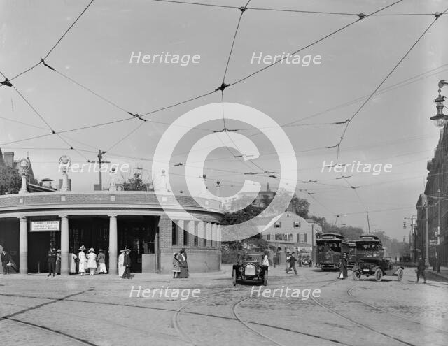 Entrance to subway, Harvard Square, Cambridge, Mass., c.between 1910 and 1920. Creator: Unknown.