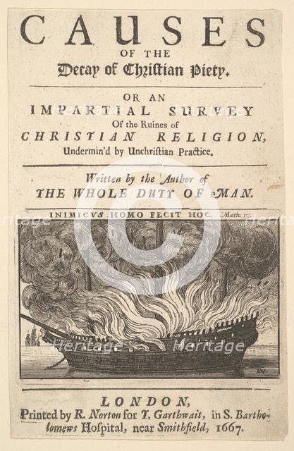 Title page: The Causes of the Decay of Christian Piety, 1667. Creator: Wenceslaus Hollar.