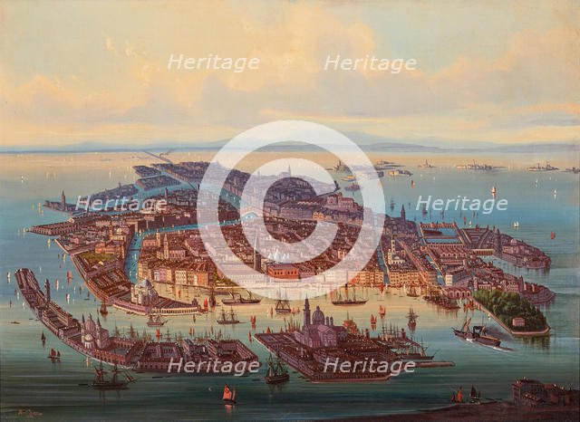 Aerial view of Venice, 1867. Creator: Rieger, Alberto (1834-1904).