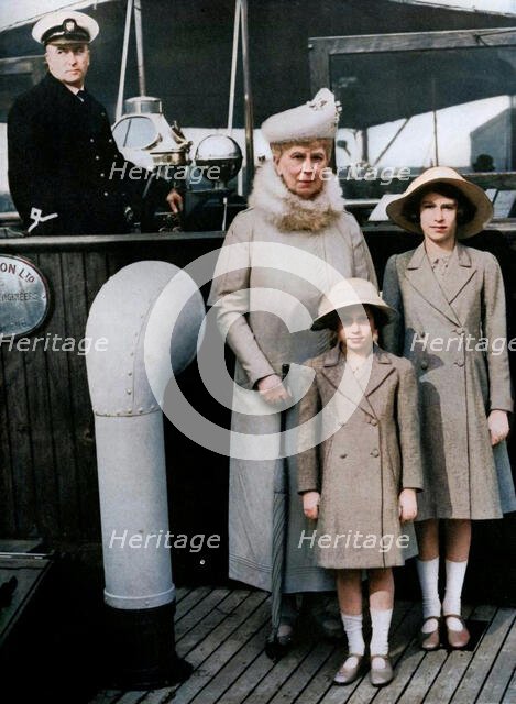 'Queen Mary with her granddaughters', 1930s, (1951). Creator: Unknown.