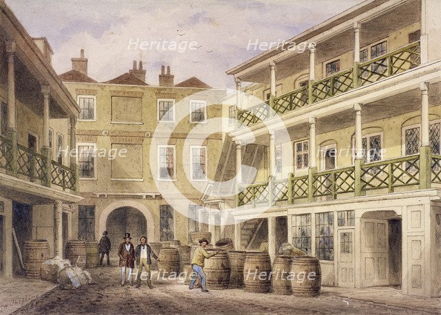 Bell Inn, Aldersgate Street, London, 1857. Artist: Thomas Hosmer Shepherd