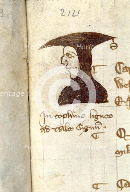 Pen portrait from 'Bishop Stapelton's Calendar' from the reign of Edward II, c1324.  Creator: Unknown.
