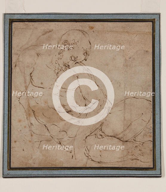 Nude Man Asleep, between 1540 and 1549. Creator: Luca Cambiaso.