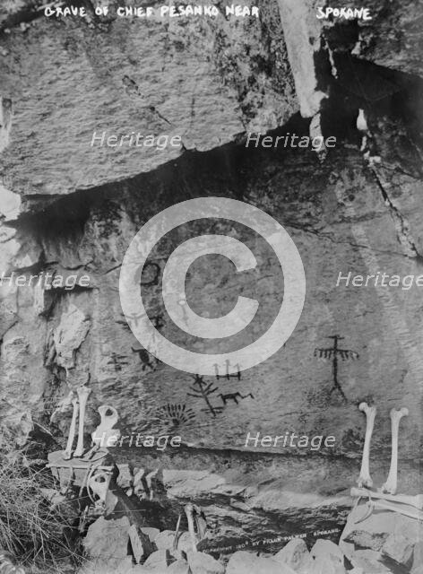 Grave of Chief Pesanko near Spokane, Wn., between 1910 and 1915. Creator: Bain News Service.