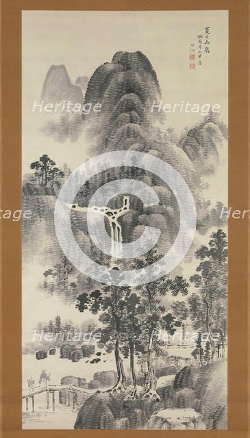 Mountain Stream on a Summer Day, 19th century. Creator: Nakabayashi Chikuto.