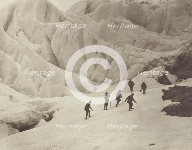On the Stocking Glacier, Mt Cook district. From the album: Record Pictures of New Zealand, 1920s. Creator: Harry Moult.