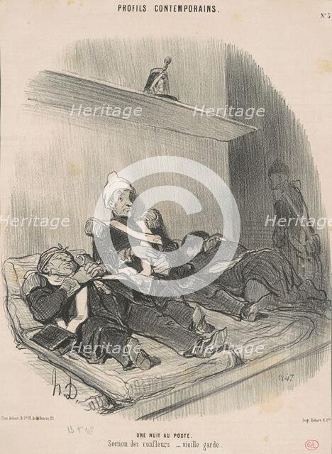 Une nuit au poste, 19th century. Creator: Honore Daumier.
