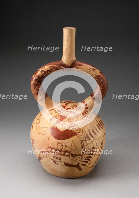 Stirrup Spout Vessel with Fineline Image of a Running Royal Messenger, 100 B.C./A.D. 500. Creator: Unknown.