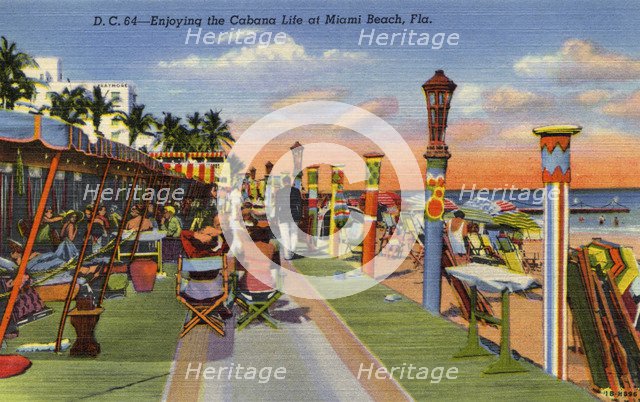 'Enjoying the Cabana Life at Miami Beach, Florida', USA, 1941. Artist: Unknown