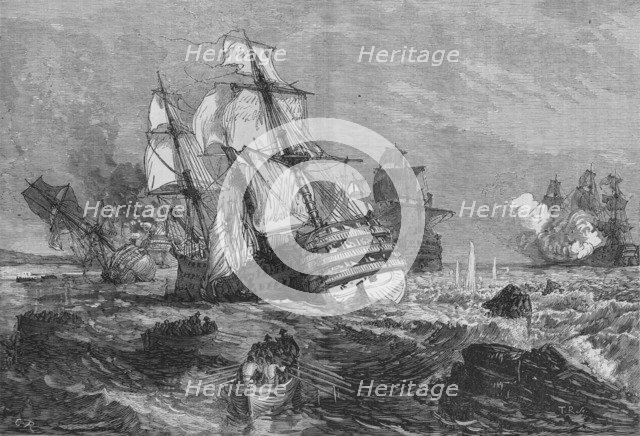 'The Enemy's Vessels stranded off the Point of Grao', c1880. Artist: Unknown.