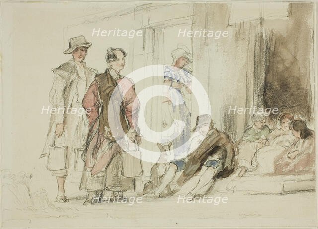 Figures near Doorway, 1825/30. Creator: David Wilkie.