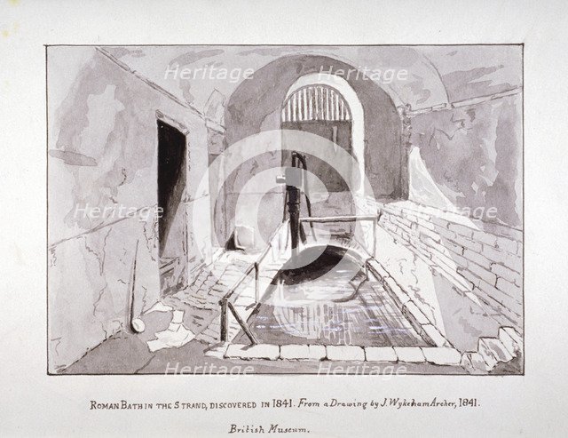 View of a brick bath or reservoir discovered in Strand Lane, Westminster, London, 1841. Artist: Anon