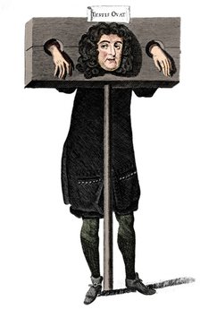 'Testis Ovat', Titus Oates in the pillory, 17th century (c1905). Artist: Unknown.