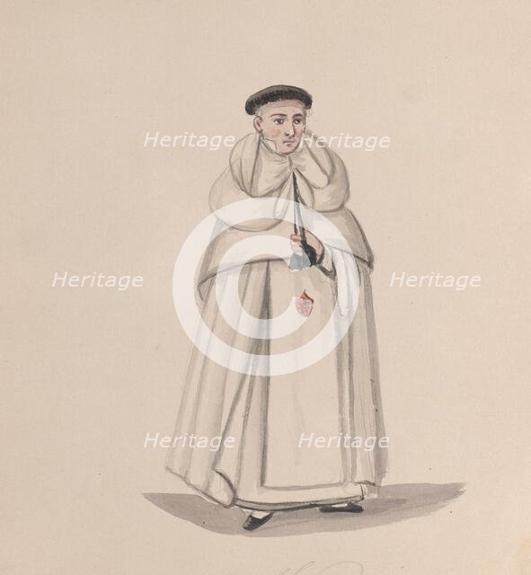 A priest from the Mercederian order (Order of Our Lady of Mercy), from a group of drawings..., 1848. Creator: Attributed to Francisco (Pancho) Fierro.