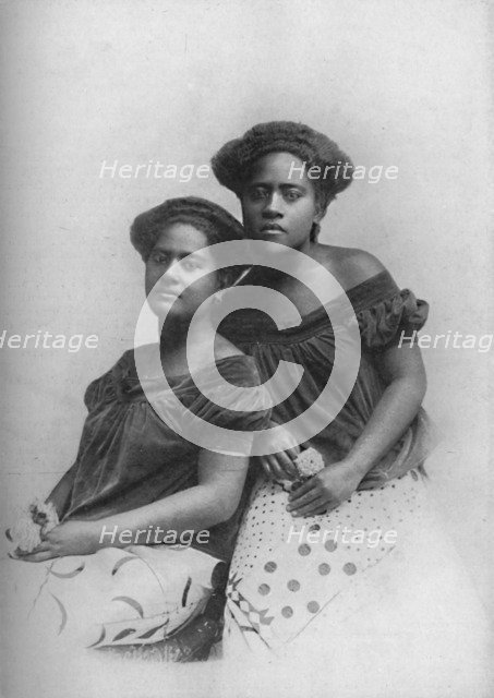 Two Fijian princesses with the hair dressed in European style, 1902. Artist: Unknown.