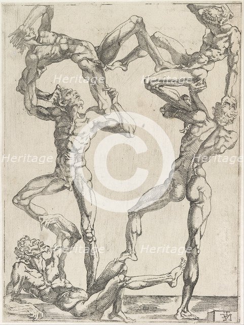 Pyramid of Five Men, ca 1543. Artist: Juste, Juste de (ca. 1505-ca. 1559)