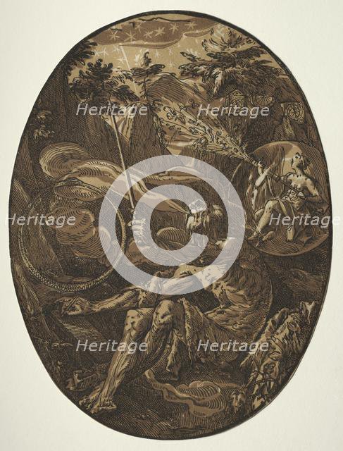 Demogorgon in the Cave of Eternity, c. 1588. Creator: Hendrick Goltzius (Dutch, 1558-1617).