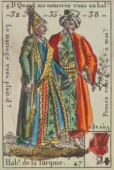 Hab.t de la Turquie from Playing Cards (for Quartets) 'Costumes des Peuples..., 1700-1799. Creator: Anon.
