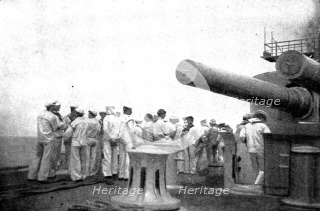 The Spanish-American War: American naval and military types...turret guns on the "Puritan", 1898. Creator: Unknown.