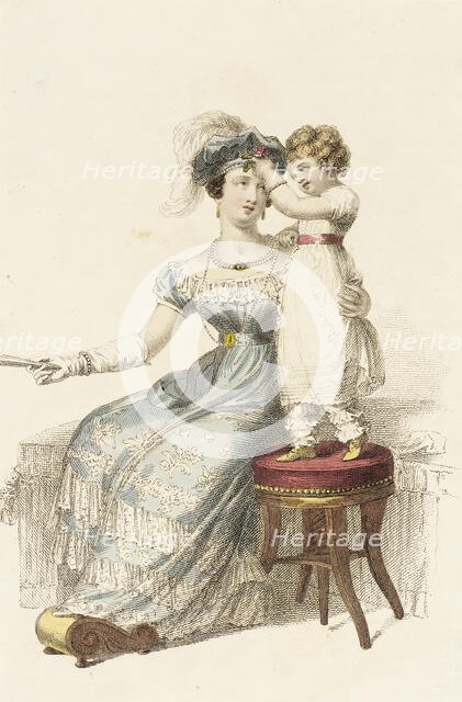 Fashion Plate (Evening Dress), 1825. Creator: Rudolph Ackermann.