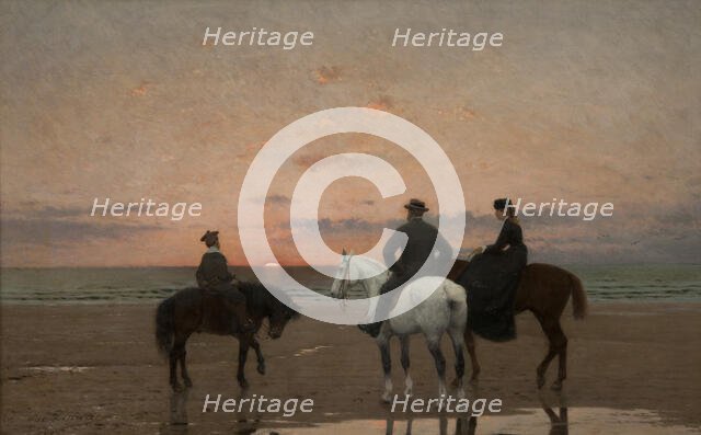 Three Riders at the Sea, 1882. Creator: Jean-Maxime Claude.