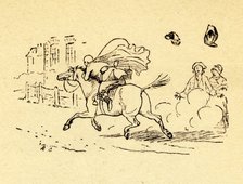John Gilpin's horse bolts, and his hat and wig blow off, 1878, (c1918). Creator: Randolph Caldecott.