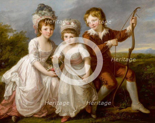 Portrait of Lady Georgiana Spencer, Henrietta Spencer and George Viscount Althorp, c. 1766. Creator: Kauffmann, Angelika (1741-1807).