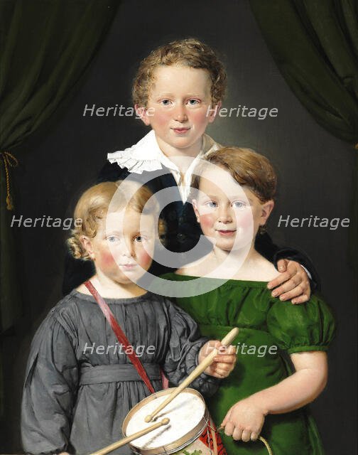 Hans and Bolette Puggaard's three children, 1827. Creator: Jensen, Christian Albrecht (1792-1870).