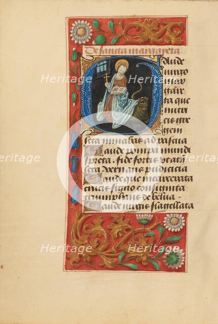 Initial G: Saint Margaret; Crohin-La Fontaine Hours, (about 1480-1485?). Creators: Master of the Dresden Prayer Book, Workshop of the Master of the Dresden Prayer Book.
