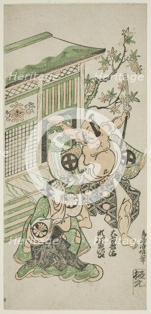 The Actors Segawa Kikujiro I as Nobutsura's wife Karumo and Otani Oniji I as Tahara Matata..., 1747. Creator: Torii Kiyonobu II.