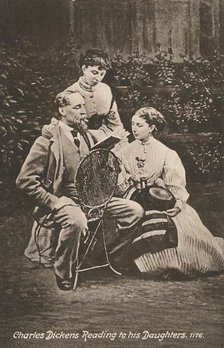 'Charles Dickens Reading to his Daughters', 1865. Creators: Mason & Co, Robert Hindry Mason.