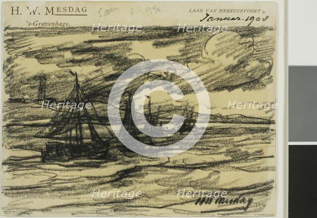 Ships at Sea, 1908. Creator: Hendrik Willem Mesdag.