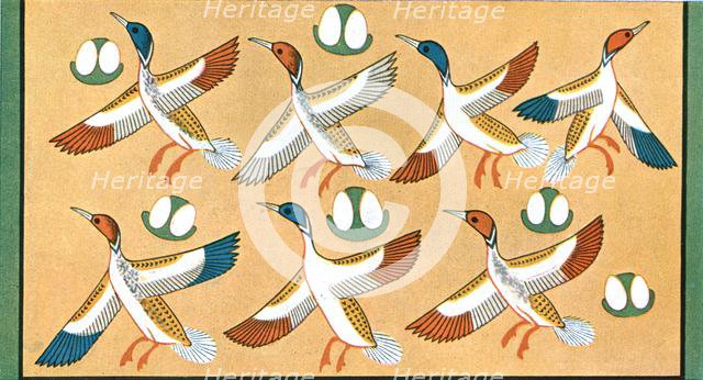 Detail of ceiling painting in the tomb of 'Aichesi', Thebes, Egypt, (1928). Creator: Unknown.