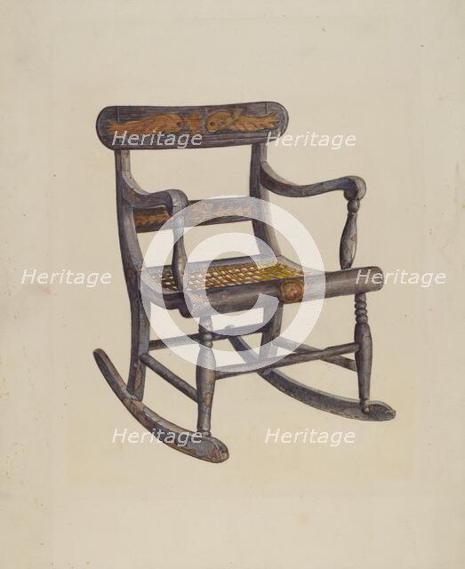 Decorated Child's Rocking Chair, c. 1942. Creator: James Fisher.