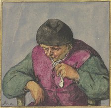 Half-figure of a seated peasant with a pipe, after 1670. Creator: Adriaen van Ostade.