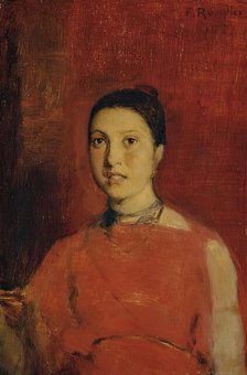 Girl in red dress, 1877. Creator: Franz Rumpler.